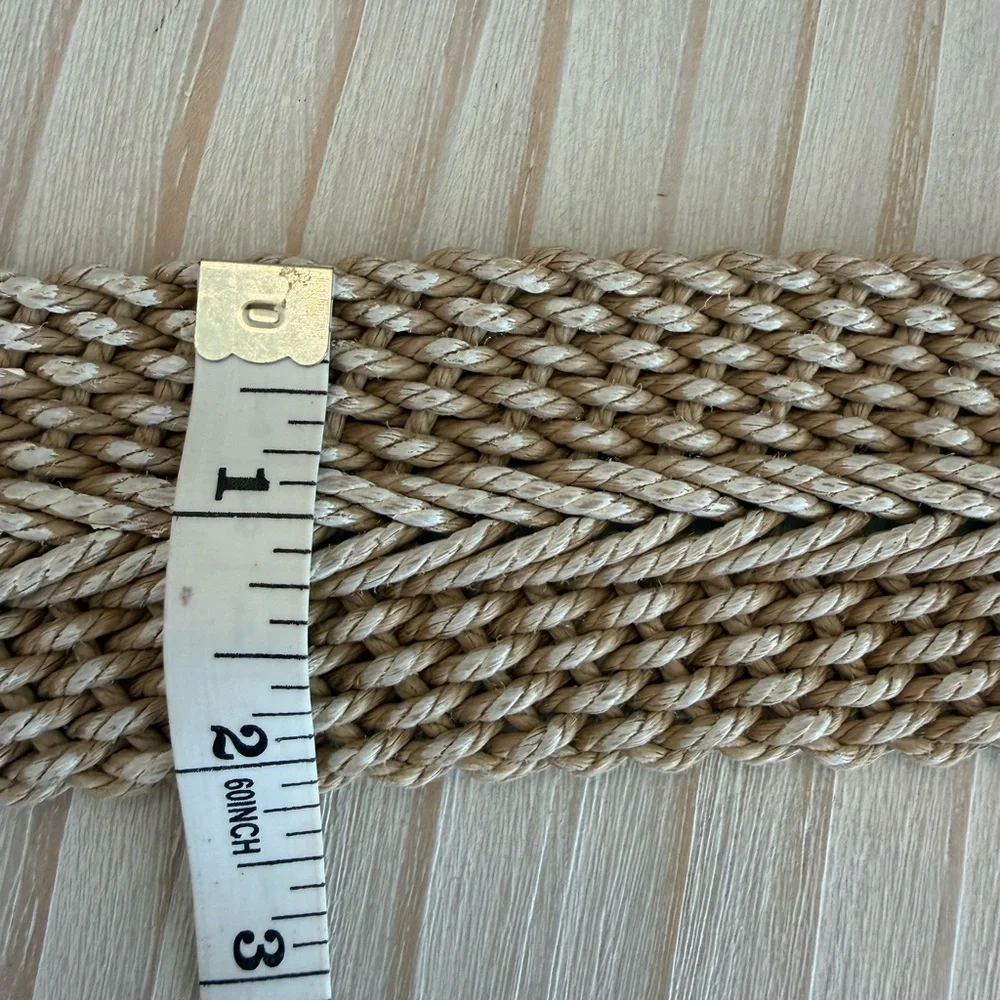 Woven Round Buckle Braided Belt - Natural Beige - Picture 7 of 9